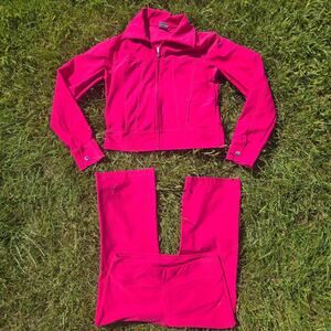 Nike Pink Velour Tracksuit Set Jacket & Pants Y2K Athleisure Lounge size Medium